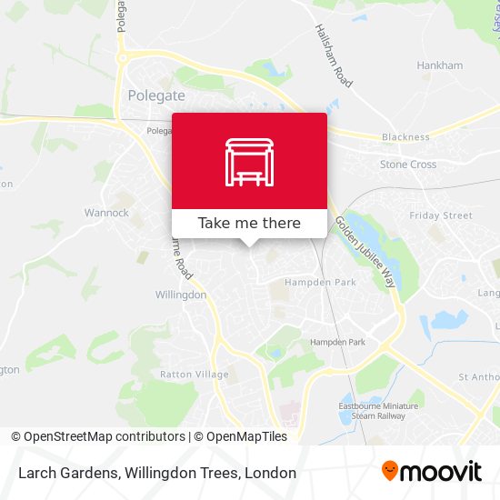 Larch Gardens, Willingdon Trees map