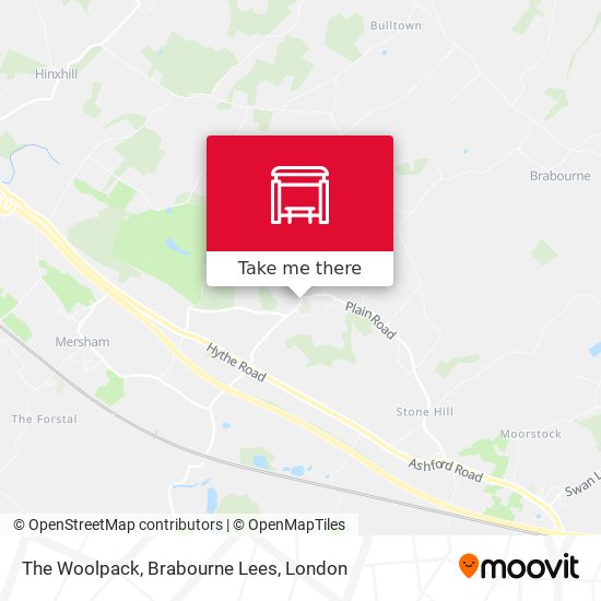The Woolpack, Brabourne Lees map