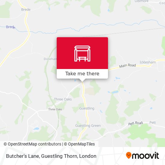 Butcher's Lane, Guestling Thorn map