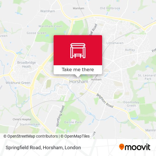 Springfield Road, Horsham map
