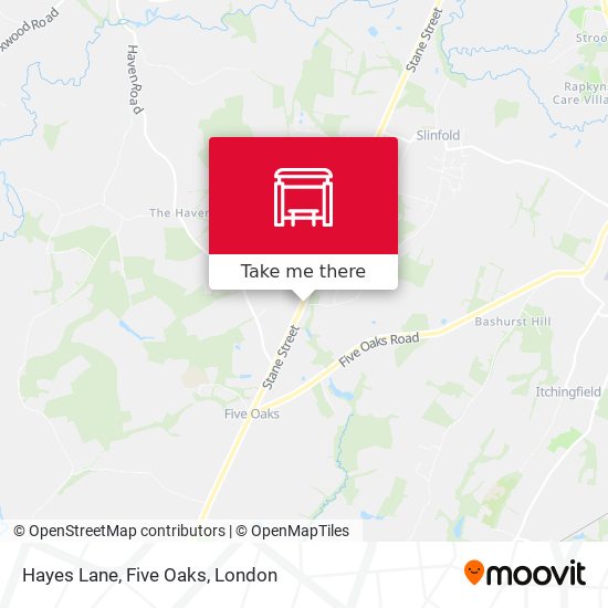 Hayes Lane, Five Oaks map
