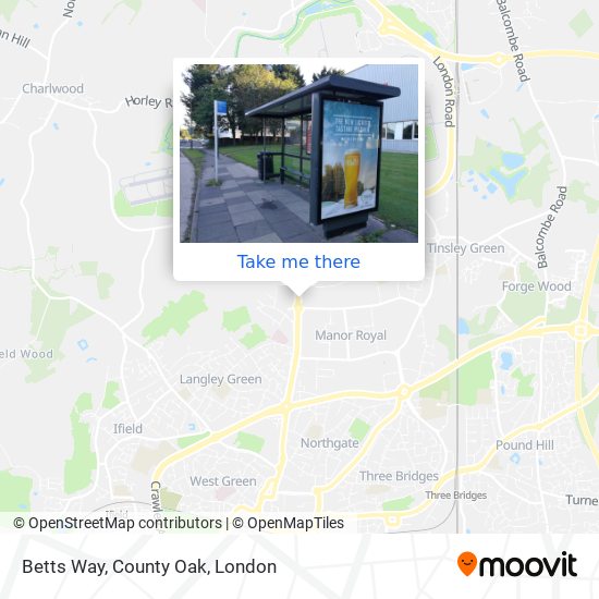 Betts Way, County Oak map