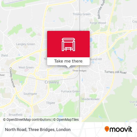 North Road, Three Bridges map