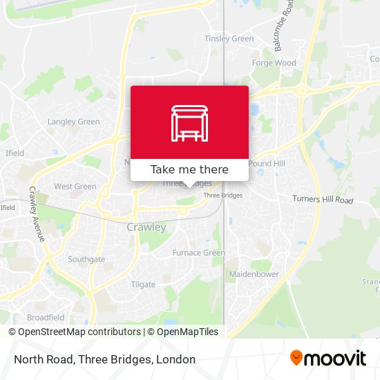 North Road, Three Bridges map