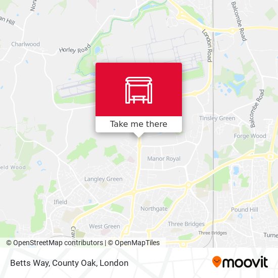 Betts Way, County Oak map