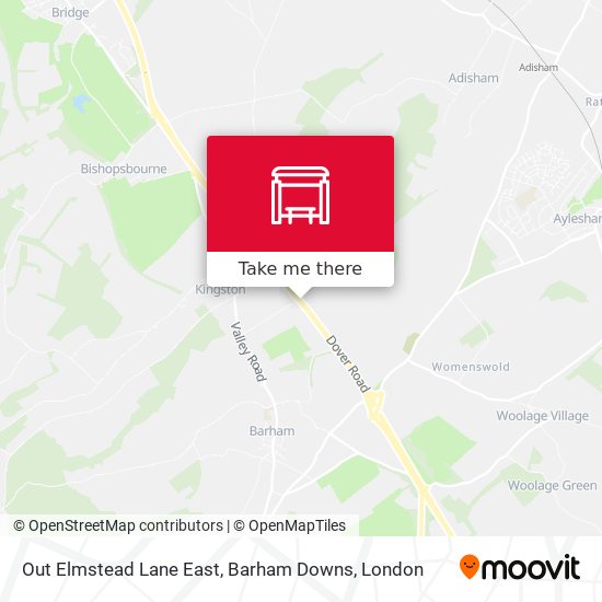 Out Elmstead Lane East, Barham Downs map