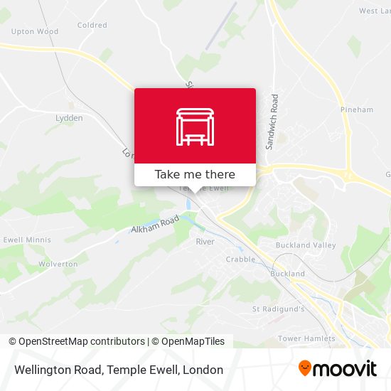 Wellington Road, Temple Ewell map