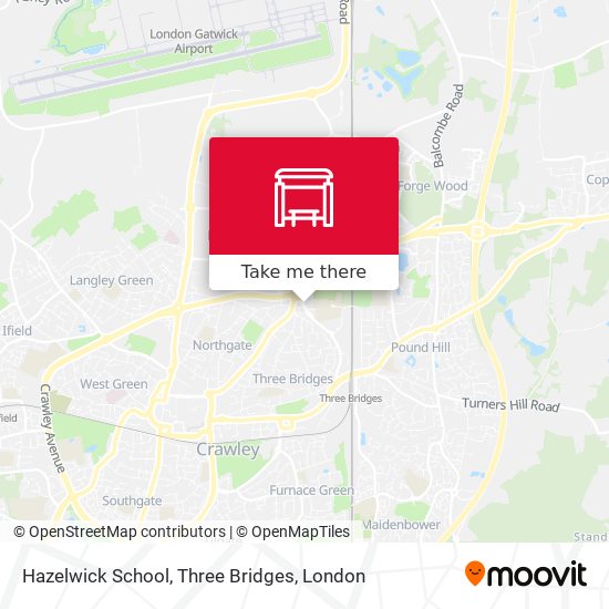 Hazelwick School, Three Bridges map