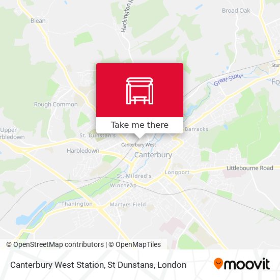 Canterbury West Station, St Dunstans map