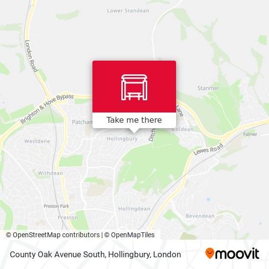 County Oak Avenue South, Hollingbury map