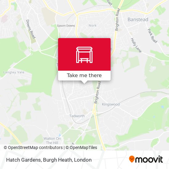 Hatch Gardens, Burgh Heath map