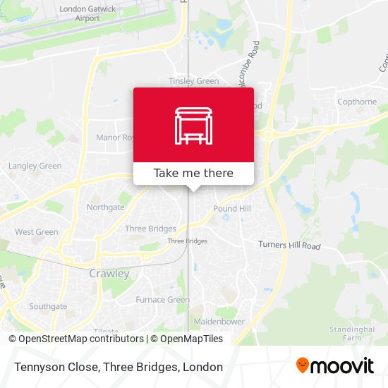 Tennyson Close, Three Bridges map
