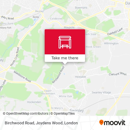 Birchwood Road, Joydens Wood map