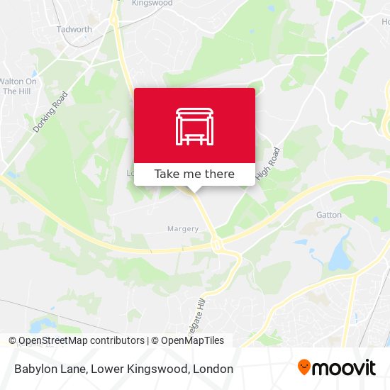 Babylon Lane, Lower Kingswood map