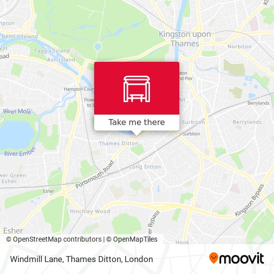 Windmill Lane, Thames Ditton map