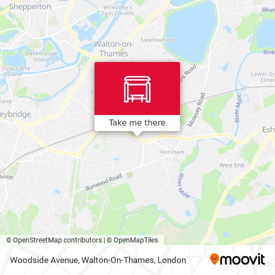 Woodside Avenue, Walton-On-Thames map