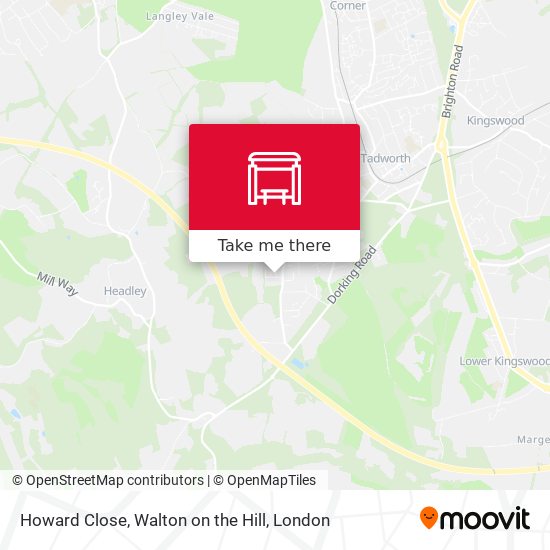 Howard Close, Walton on the Hill map