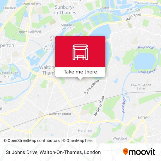 St Johns Drive, Walton-On-Thames map