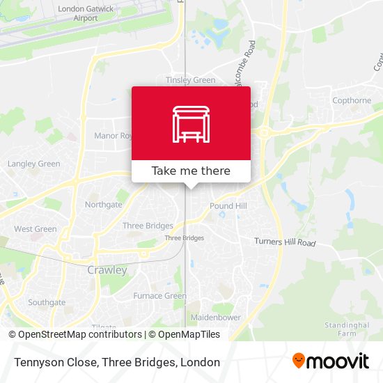 Tennyson Close, Three Bridges map