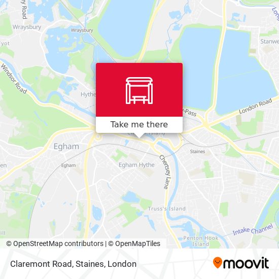 Claremont Road, Staines map