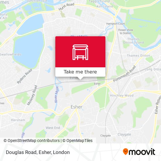 Douglas Road, Esher map
