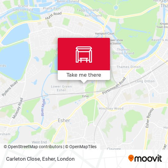 Carleton Close, Esher map