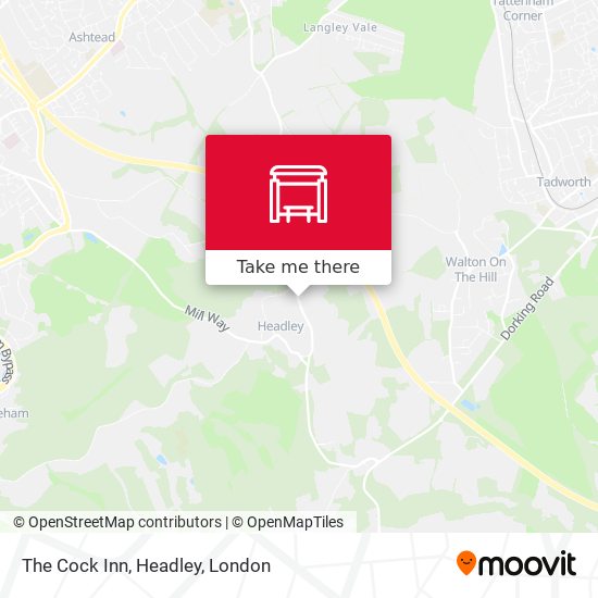 The Cock Inn, Headley map