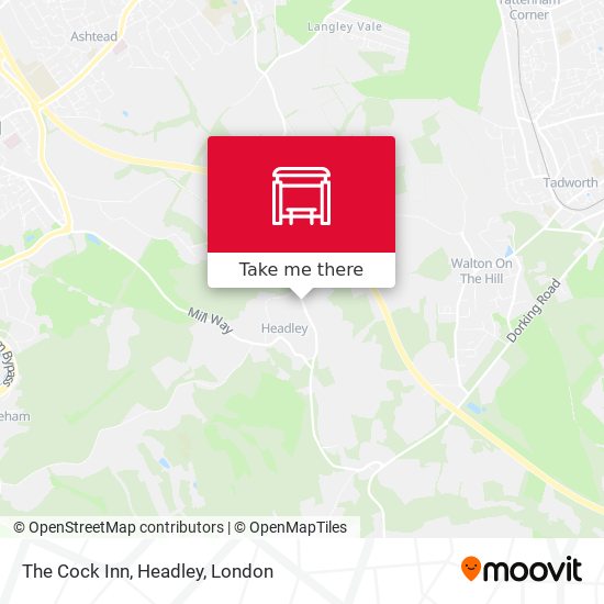 The Cock Inn, Headley map
