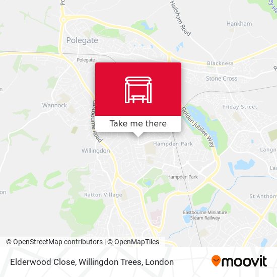 Elderwood Close, Willingdon Trees map