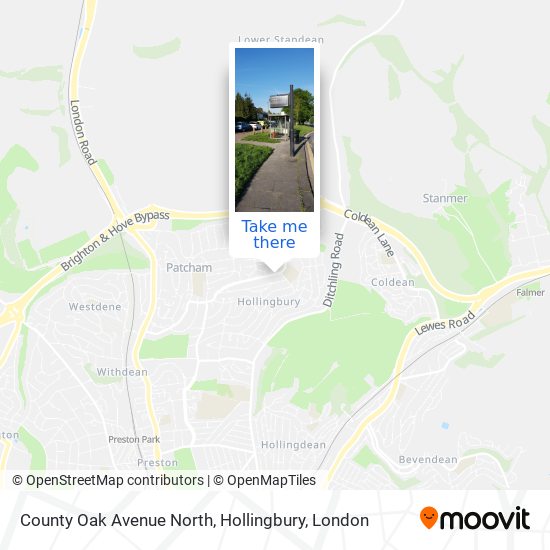 County Oak Avenue North, Hollingbury map