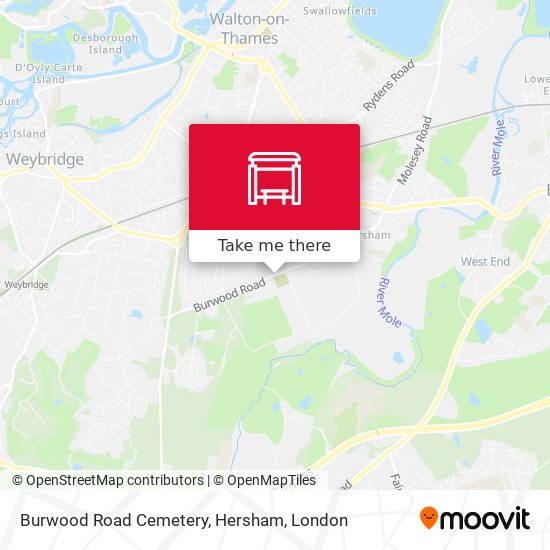 Burwood Road Cemetery, Hersham map