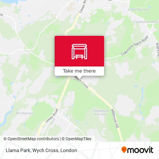 Llama Park, Wych Cross map