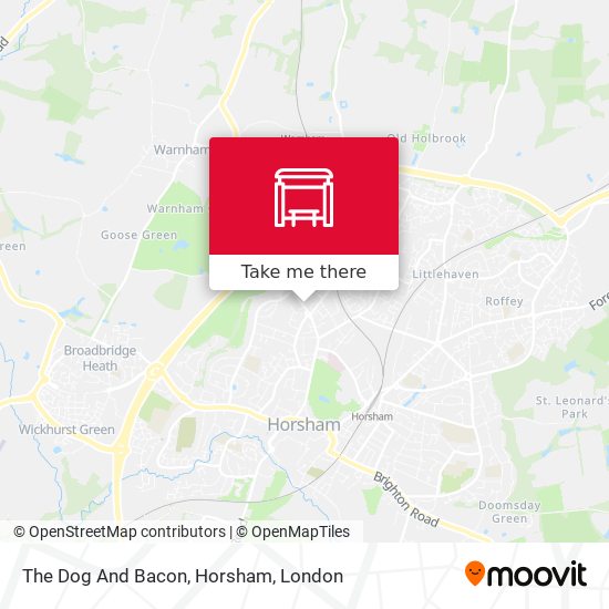 The Dog And Bacon, Horsham map