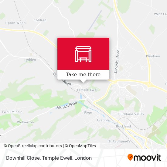 Downhill Close, Temple Ewell map