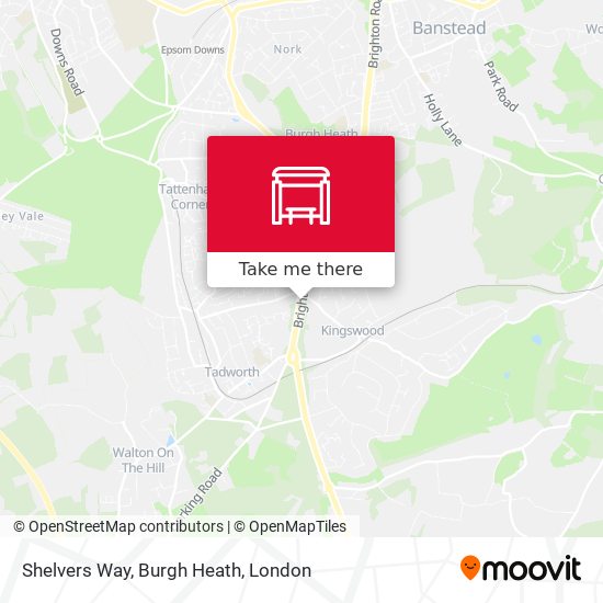Shelvers Way, Burgh Heath map