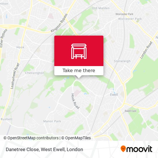 Danetree Close, West Ewell map