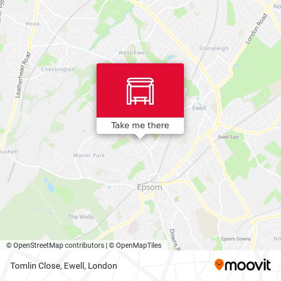 Tomlin Close, Ewell map