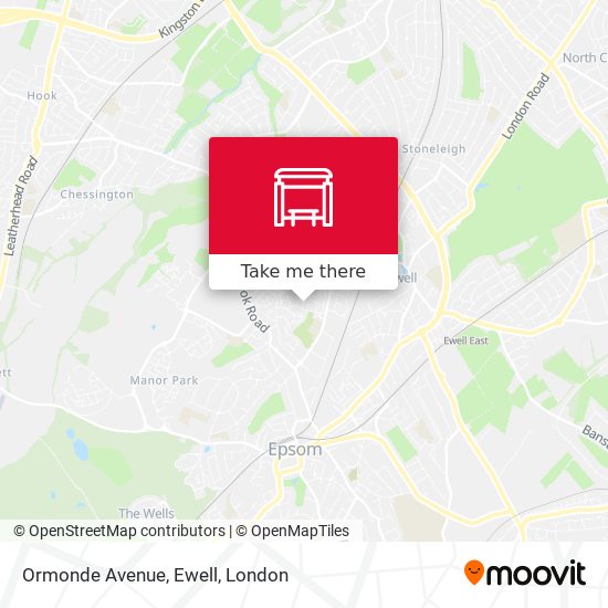 Ormonde Avenue, Ewell map