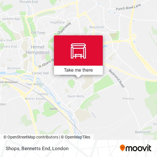 Shops, Bennetts End map