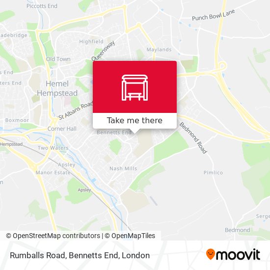 Rumballs Road, Bennetts End map