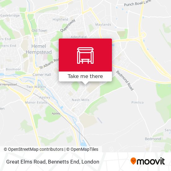 Great Elms Road, Bennetts End map