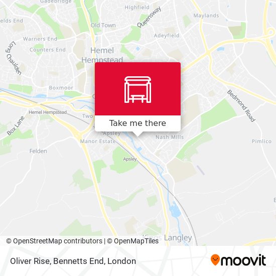 Oliver Rise, Bennetts End map