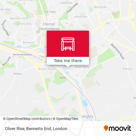 Oliver Rise, Bennetts End map