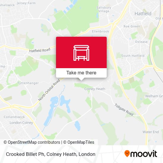 Crooked Billet Ph, Colney Heath map
