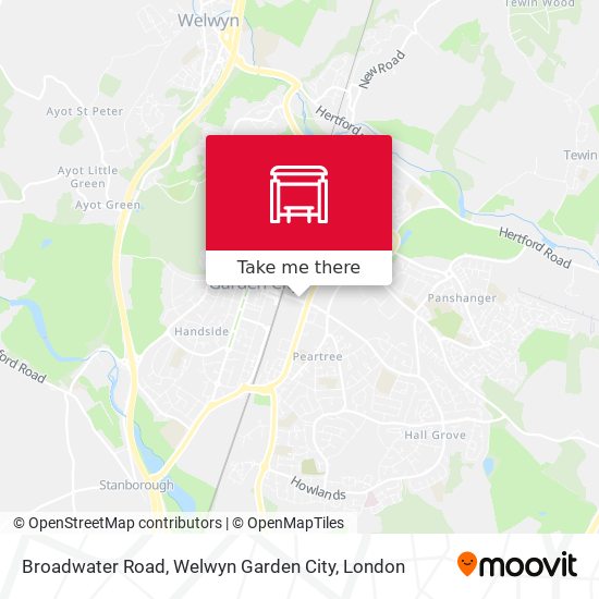 Broadwater Road, Welwyn Garden City map
