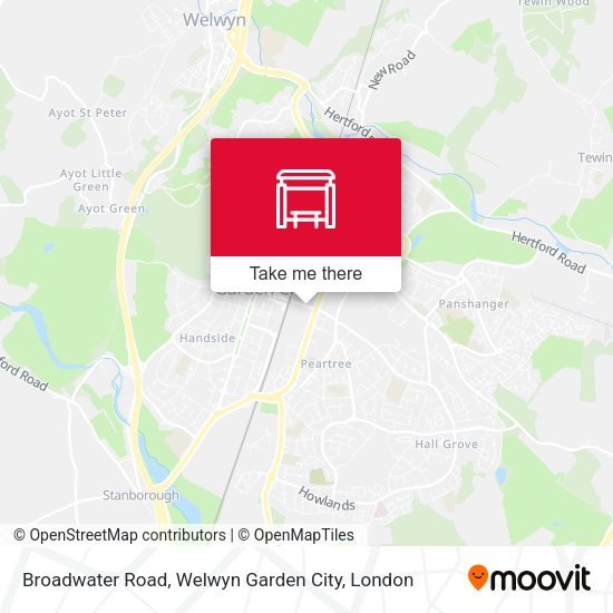Broadwater Road, Welwyn Garden City map