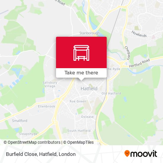 Burfield Close, Hatfield map