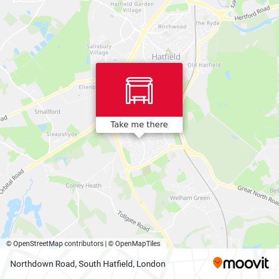 Northdown Road, South Hatfield map