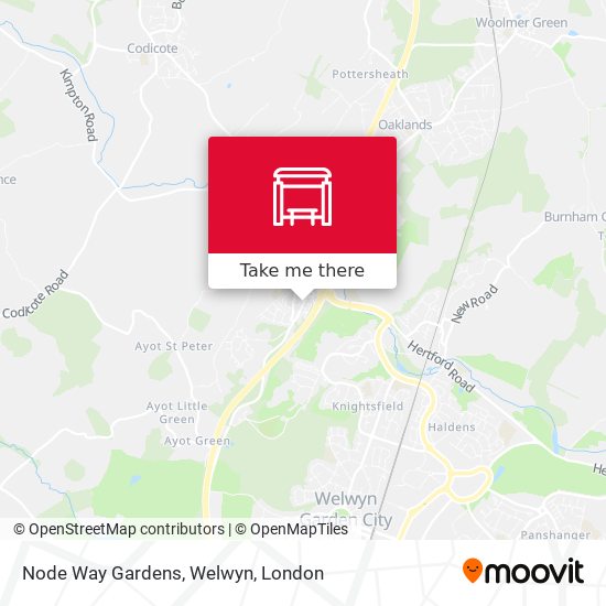 Node Way Gardens, Welwyn map