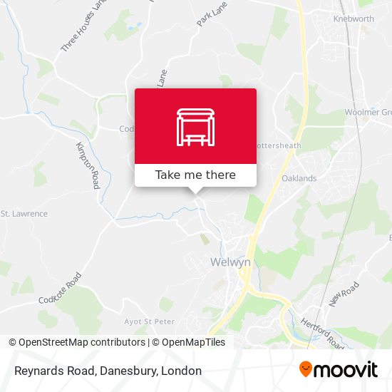 Reynards Road, Danesbury map